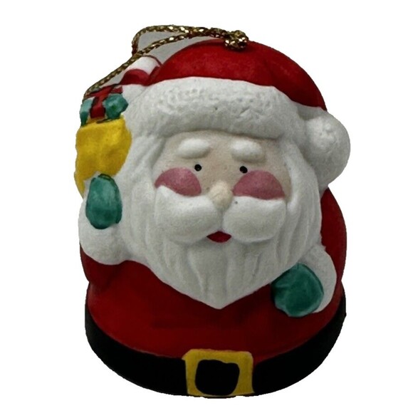 Vintage Russ Berrie Christmas Santa Claus Ceramic Bell Ornament 2” - Picture 1 of 5